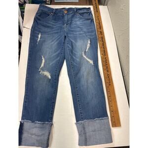 1822 Denim Taylor Distressed Cuffed Jeans‎ Cropped Womens Rolled Hem Size 10